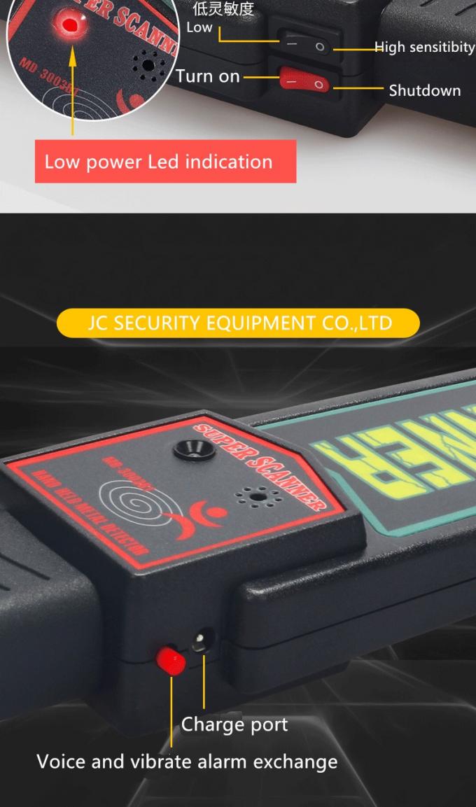 Detector de metales de mano de la seguridad de la alta sensibilidad $5 hecho en el escáner de goma de la cena del ABS 1
